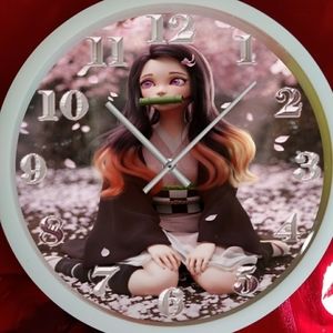 Demon slayer girl wall clock with led lights
